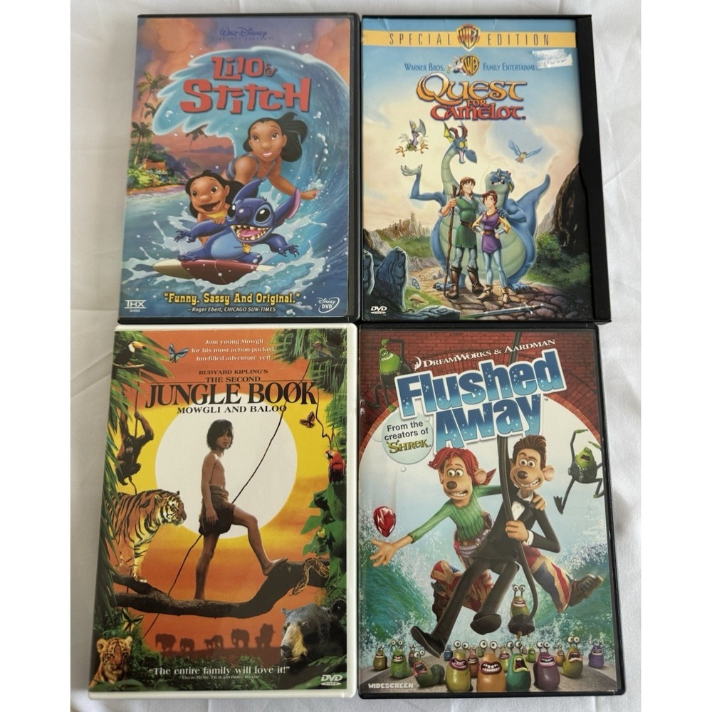DVD Lot of 4 - Quest For Camelot, Flushed Away, 2nd Jungle Book, Lilo & Stitch